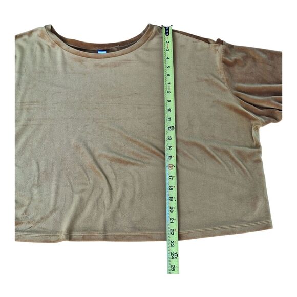 Old Navy Velvet Crop Drop Shoulder Balloon Sleeve Womens 3X Gold Mustard - Picture 8 of 10